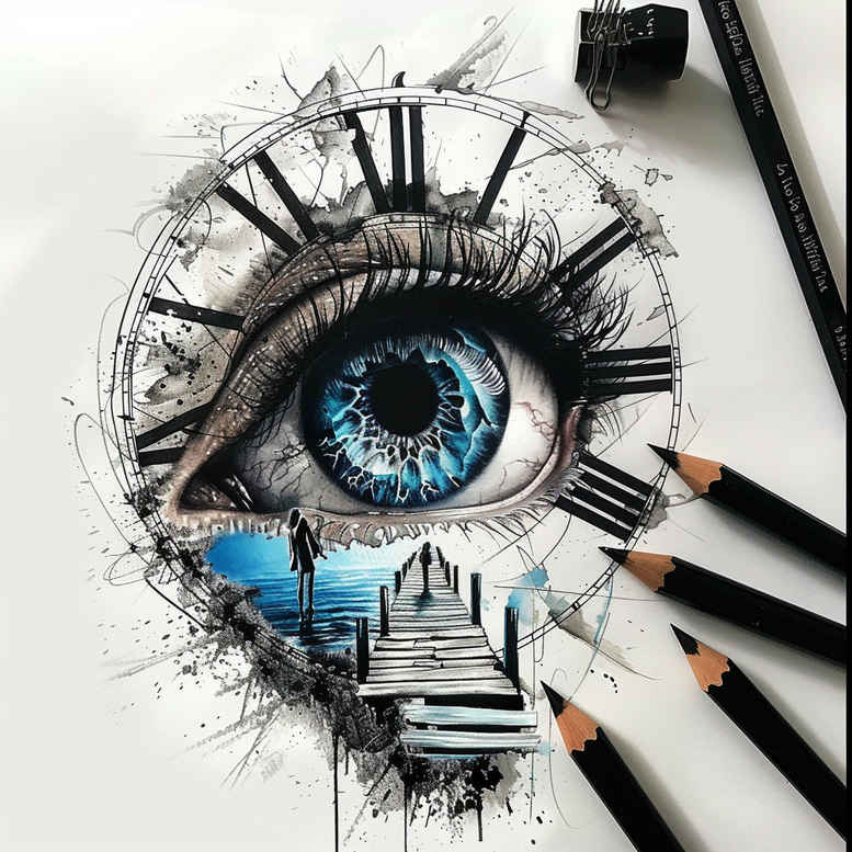 eyes tattoo design ideas Realism visual accuracy detailed lines determination and power