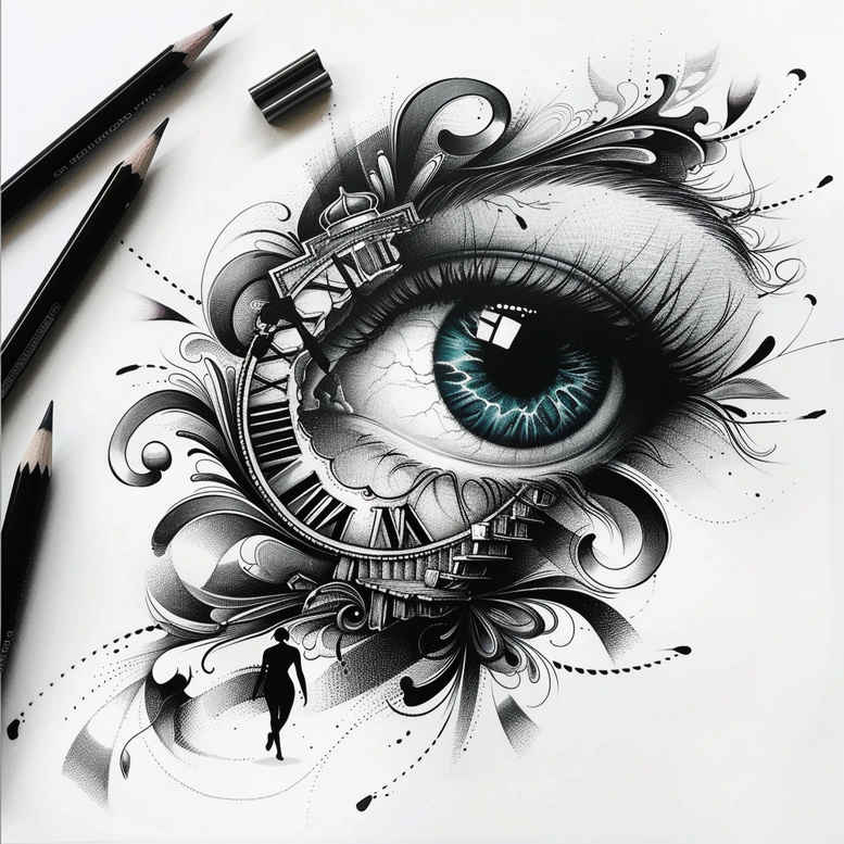 eyes tattoo design ideas watercolor-style focused meaning endurance