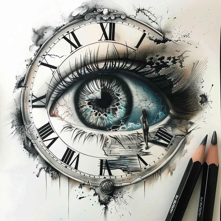 eyes tattoo design ideas Surrealism visual paradox mysterious stands for endurance