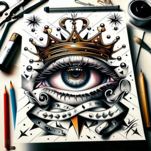 eyes tattoo design ideas Surrealism ghostly shapes shading symbolising resilience