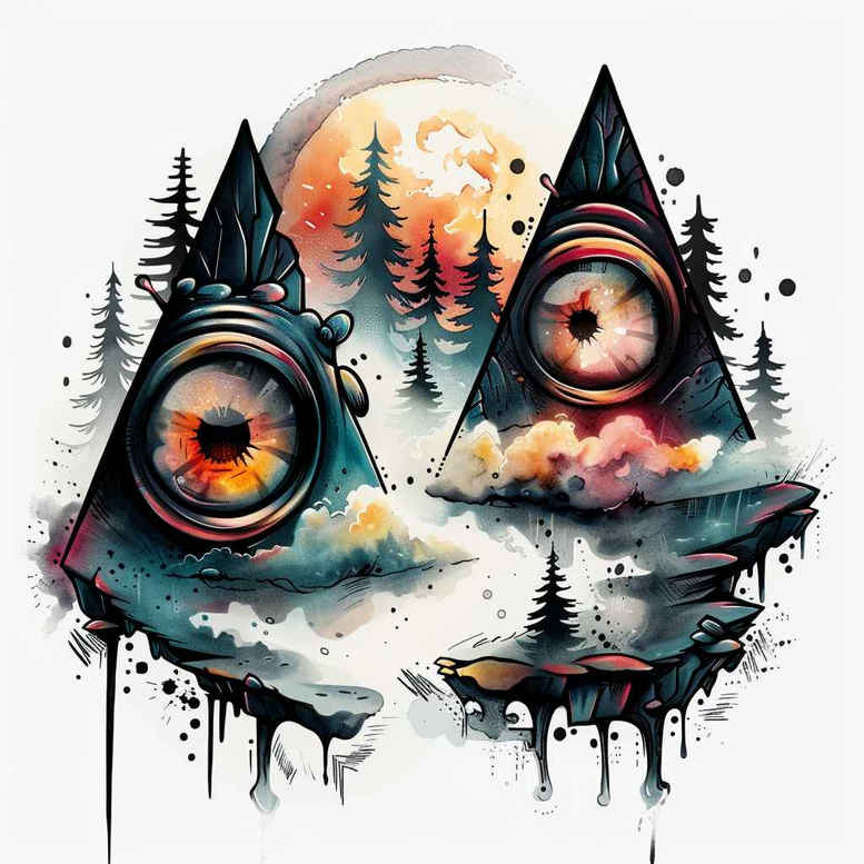eyes tattoo design ideas fine-line sharp for lower leg