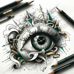 eyes tattoo design ideas Surrealism metamorphosis stylized for lower back