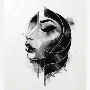abstract-face – tattoo design ideas free ai generated – depth-illusion – for-lower-arm – Gallery: faces-inkby-ai