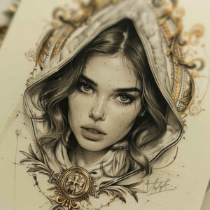 abstract-face – tattoo design ideas free ai generated – form-fidelity – for-temple – Gallery: faces-inkby-ai
