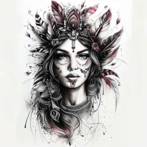 abstract-face – tattoo design ideas free ai generated – high-contrast – for-chest – Gallery: faces-inkby-ai