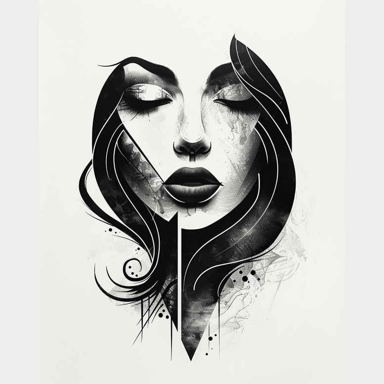 abstract-face – tattoo design ideas free ai generated – light-play – for-full-back – Gallery: faces-inkby-ai