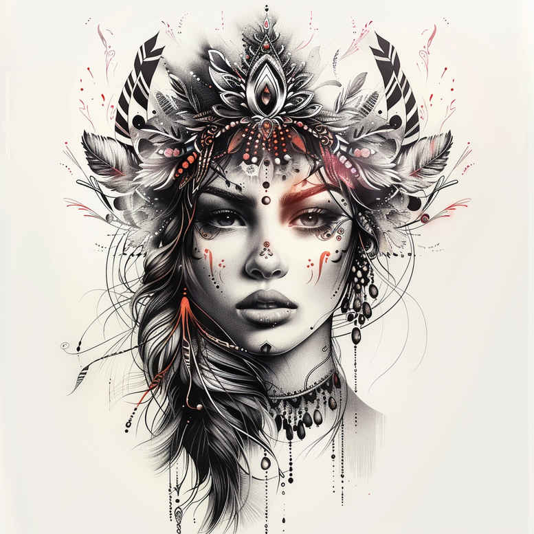 artistic-face – tattoo design ideas free ai generated – deep-shadows – for-collarbone – Gallery: faces-inkby-ai