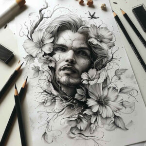 artistic-face – tattoo design ideas free ai generated – illusion-of-depth – for-heel – Gallery: faces-inkby-ai
