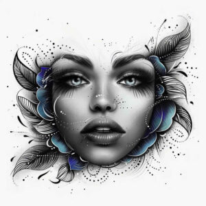 artistic-face – tattoo design ideas free ai generated – skin-texture – for-temple – Gallery: faces-inkby-ai