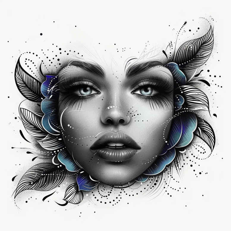 artistic-face – tattoo design ideas free ai generated – skin-texture – for-temple – Gallery: faces-inkby-ai