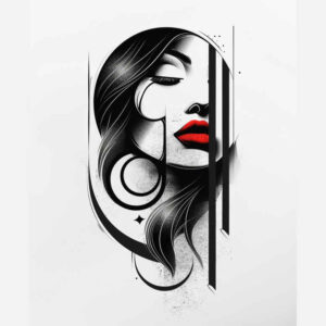 black-and-white-face – tattoo design ideas free ai generated – depth-of-field – for-temple – Gallery: faces-inkby-ai
