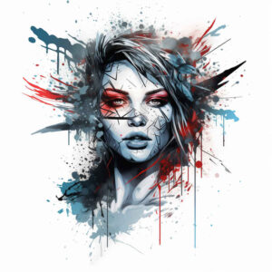 black-and-white-face – tattoo design ideas free ai generated – digital-realism – for-thigh – Gallery: faces-inkby-ai