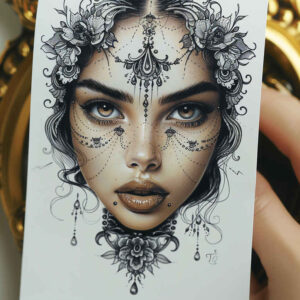 black-and-white-face – tattoo design ideas free ai generated – real-ink-flow – for-heel – Gallery: faces-inkby-ai