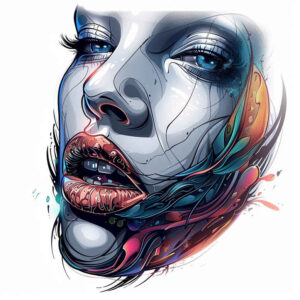 black-and-white-face – tattoo design ideas free ai generated – real-ink-flow – for-lower-back – Gallery: faces-inkby-ai