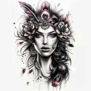 black-and-white-face – tattoo design ideas free ai generated – smooth-gradients – for-forearm – Gallery: faces-inkby-ai