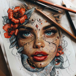 childs-face – tattoo design ideas free ai generated – surface-complexity – for-neck – Gallery: faces-inkby-ai