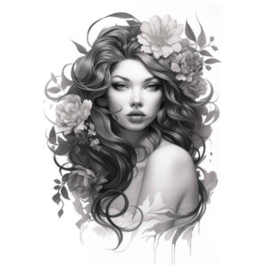 delicate-face – tattoo design ideas free ai generated – clean-whites – for-lower-back – Gallery: faces-inkby-ai