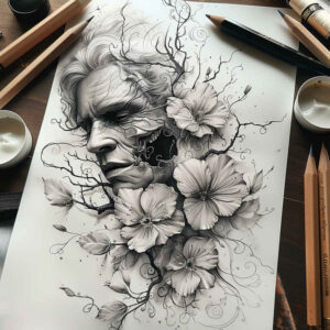 delicate-face – tattoo design ideas free ai generated – soft-transitions – for-hip – Gallery: faces-inkby-ai