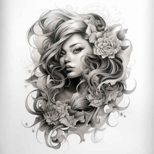 detailed-face – tattoo design ideas free ai generated – studio-quality – for-lower-leg – Gallery: faces-inkby-ai