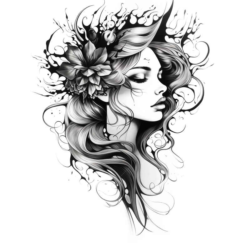 emotional-face – tattoo design ideas free ai generated – balanced-light – for-ribs – Gallery: faces-inkby-ai