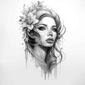 emotional-face – tattoo design ideas free ai generated – soft-focus – for-hip – Gallery: faces-inkby-ai
