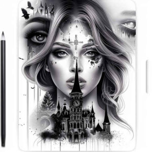 emotional-face – tattoo design ideas free ai generated – tattoo-reflection – for-thigh – Gallery: faces-inkby-ai