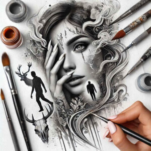 expressive-face – tattoo design ideas free ai generated – refined-lines – for-fingers – Gallery: faces-inkby-ai