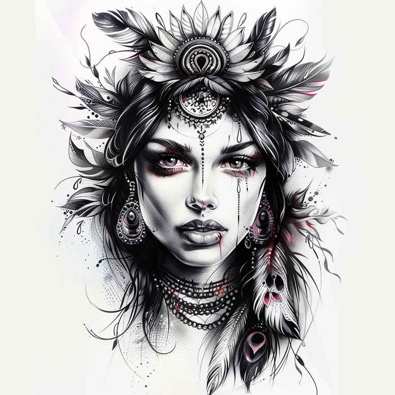 face-and-lips – tattoo design ideas free ai generated – depth-shading – for-knee – Gallery: faces-inkby-ai