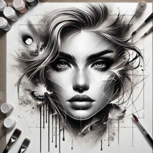 face-in-motion – tattoo design ideas free ai generated – smooth-gradients – for-upper-arm – Gallery: faces-inkby-ai