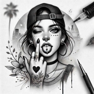 face – tattoo design ideas free ai generated – glass-effect – for-foot – Gallery: faces-inkby-ai