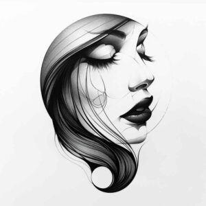face-with-3d-effect – tattoo design ideas free ai generated – fine-lines – for-neck – Gallery: faces-inkby-ai