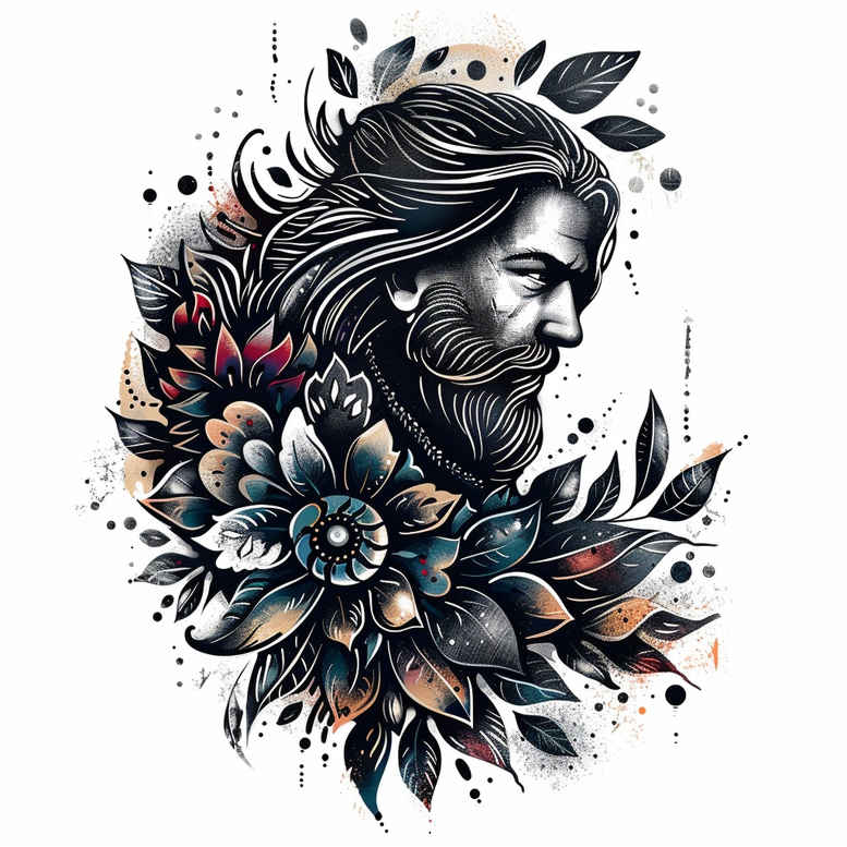 face-with-color – tattoo design ideas free ai generated – hyper-realistic – for-foot – Gallery: faces-inkby-ai