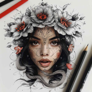 face-with-contour – tattoo design ideas free ai generated – blended-gradients – for-back – Gallery: faces-inkby-ai