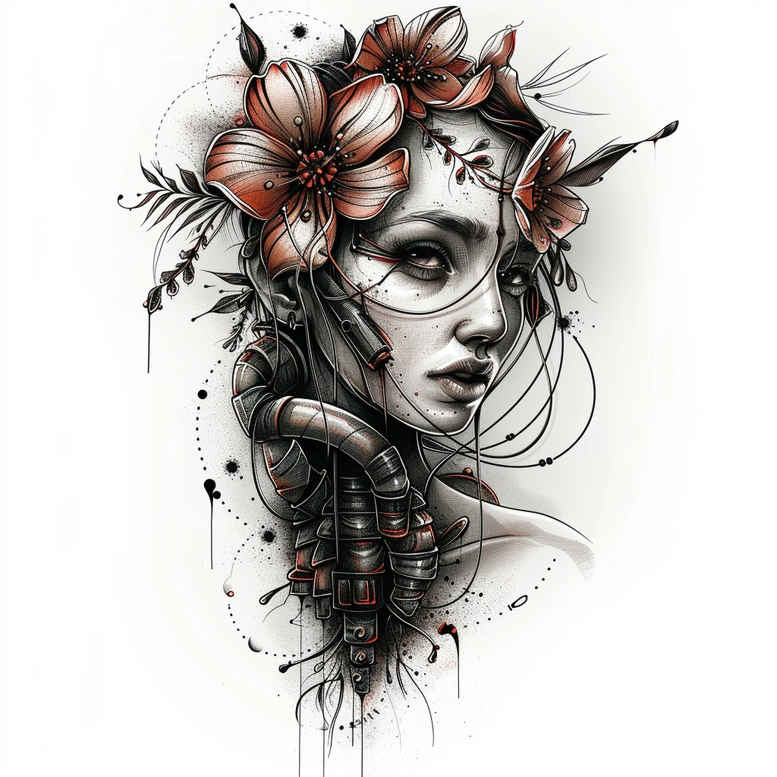 face-with-contour – tattoo design ideas free ai generated – ink-precision – for-lower-arm – Gallery: faces-inkby-ai