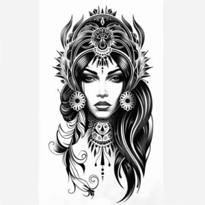 face-with-contour – tattoo design ideas free ai generated – mirrored-effect – for-stomach – Gallery: faces-inkby-ai