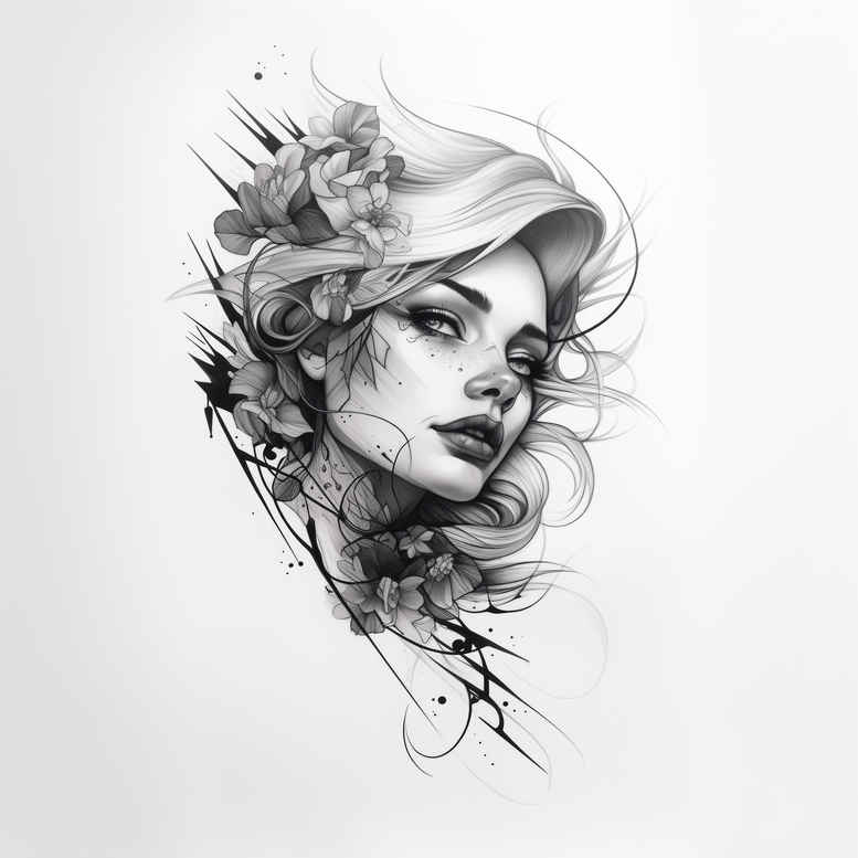 face-with-contour – tattoo design ideas free ai generated – natural-contrast – for-calf – Gallery: faces-inkby-ai