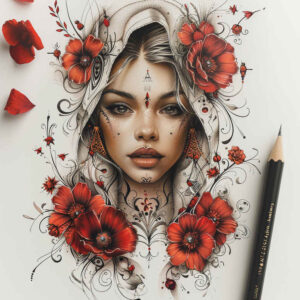 face-with-contour – tattoo design ideas free ai generated – realistic-color – for-calf – Gallery: faces-inkby-ai