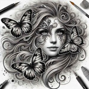 face-with-contour – tattoo design ideas free ai generated – soft-highlights – for-ribs – Gallery: faces-inkby-ai