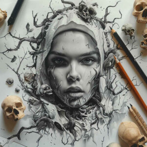 face-with-contour – tattoo design ideas free ai generated – studio-quality – for-toe – Gallery: faces-inkby-ai