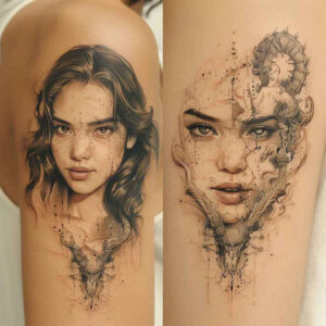 face-with-crown – tattoo design ideas free ai generated – ai-generated-realism – for-ribs – Gallery: faces-inkby-ai