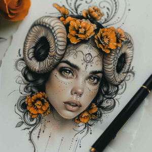 face-with-crown – tattoo design ideas free ai generated – high-definition – for-lower-back – Gallery: faces-inkby-ai