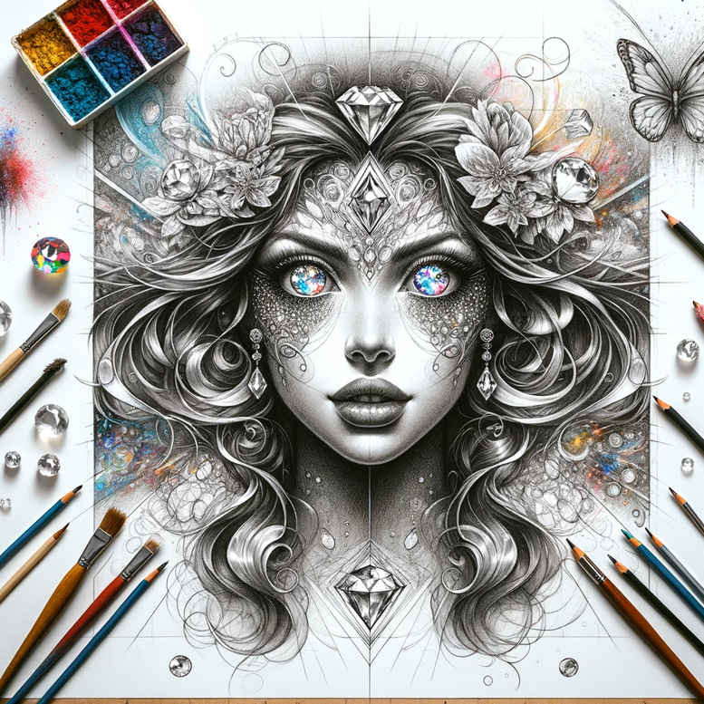 face-with-crown – tattoo design ideas free ai generated – mirrored-effect – for-arm – Gallery: faces-inkby-ai