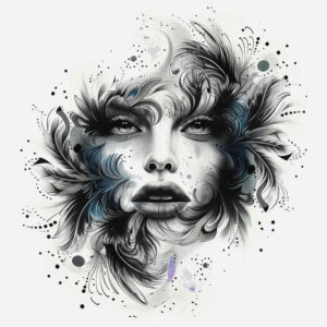 face-with-crown – tattoo design ideas free ai generated – soft-highlights – for-abdomen – Gallery: faces-inkby-ai