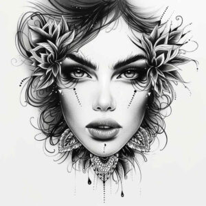 face-with-details – tattoo design ideas free ai generated – natural-color-palette – for-upper-shoulder – Gallery: faces-inkby-ai