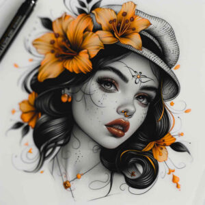 face-with-details – tattoo design ideas free ai generated – skin-texture – for-shoulder-blade – Gallery: faces-inkby-ai