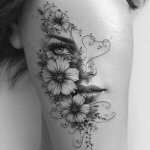 face-with-effects – tattoo design ideas free ai generated – ink-layering – for-collarbone – Gallery: faces-inkby-ai