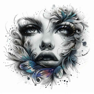 face-with-effects – tattoo design ideas free ai generated – photo-realistic – for-upper-shoulder – Gallery: faces-inkby-ai