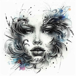 face-with-eyes – tattoo design ideas free ai generated – refined-contrast – for-toe – Gallery: faces-inkby-ai