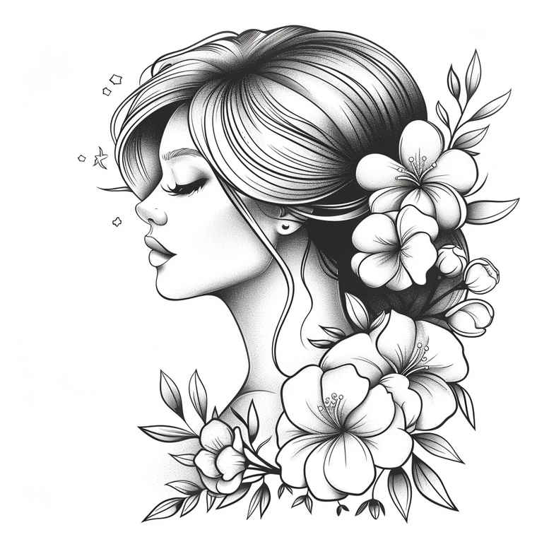 face-with-feathers – tattoo design ideas free ai generated – photo-like-tattoo – for-shoulder-blade – Gallery: faces-inkby-ai