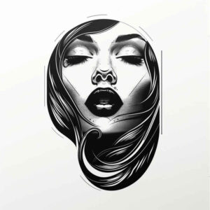 face-with-feathers – tattoo design ideas free ai generated – portrait-realism – for-ribs – Gallery: faces-inkby-ai